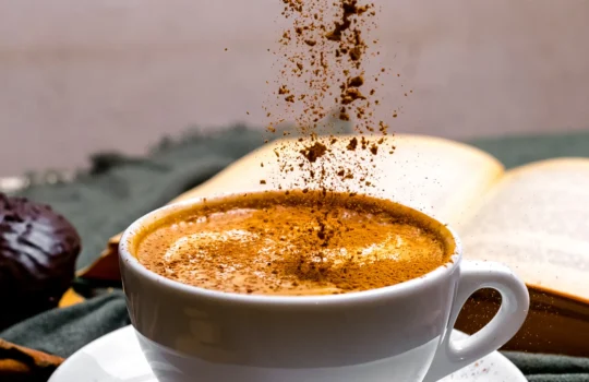 front-view-cup-cappuccino-with-cookies-book-table